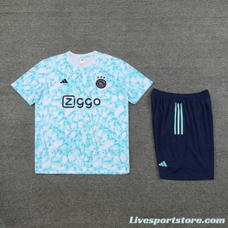 23/24 Ajax Blue/White Short Sleeve Jersey+Shorts