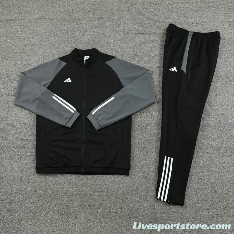 23/24 Adidas Black Grey Full Zipper Jacket+Pants