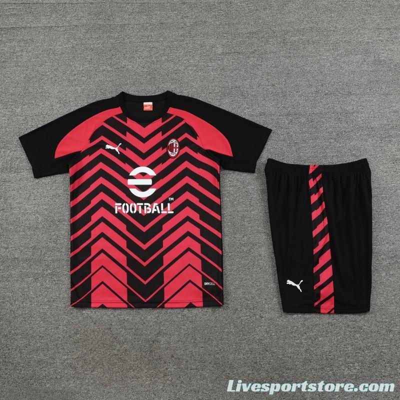 23/24 AC Milan Red Black Short Sleeve Jersey+Shorts