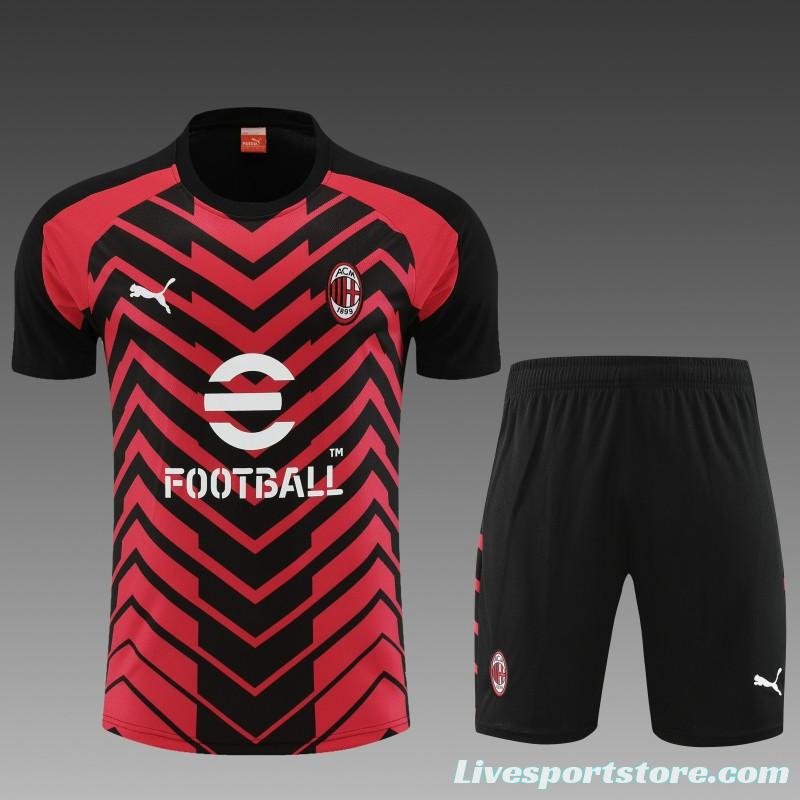 23/24 AC Milan Red Black Short Sleeve Jersey+Shorts