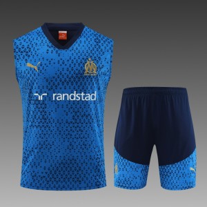 23-24 Olympique Marseille Blue Vest Jersey+Shorts