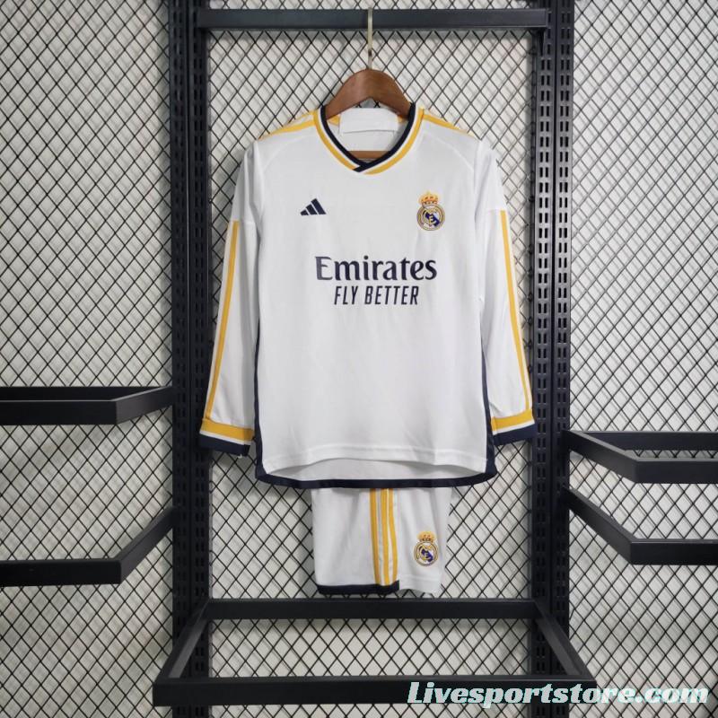 23/24 Kids Real Madrid Home Long Sleeve Jersey