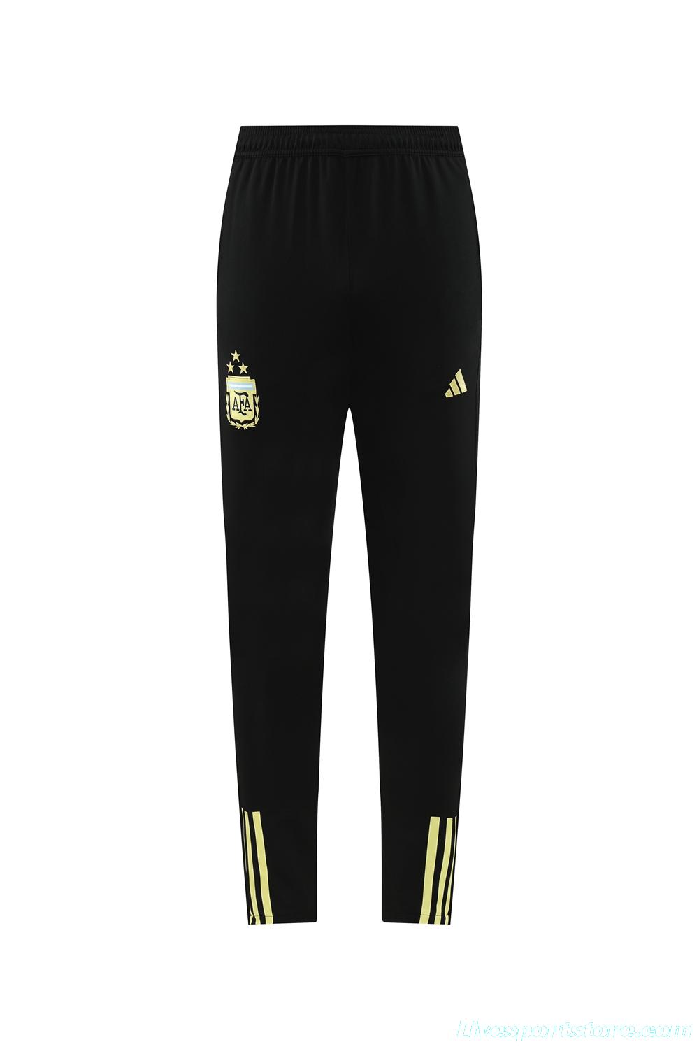 2023 Argentina Black Full Zipper Jacket+Pants