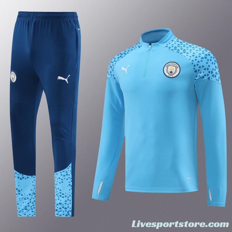 23/24 Manchester City Blue Half Zipper Jacket+Pants