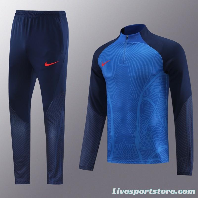 2024 Nike Blue/Navy Half Zipper Jacket+Pants