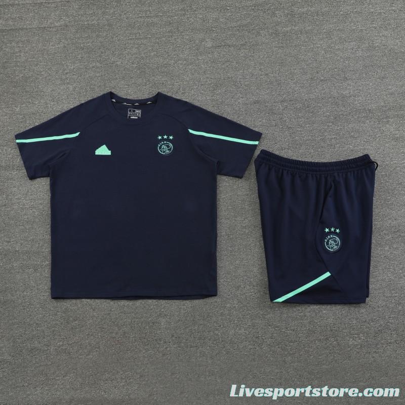 23/24 Ajax Navy Cotton Short Sleeve Jersey+Shorts