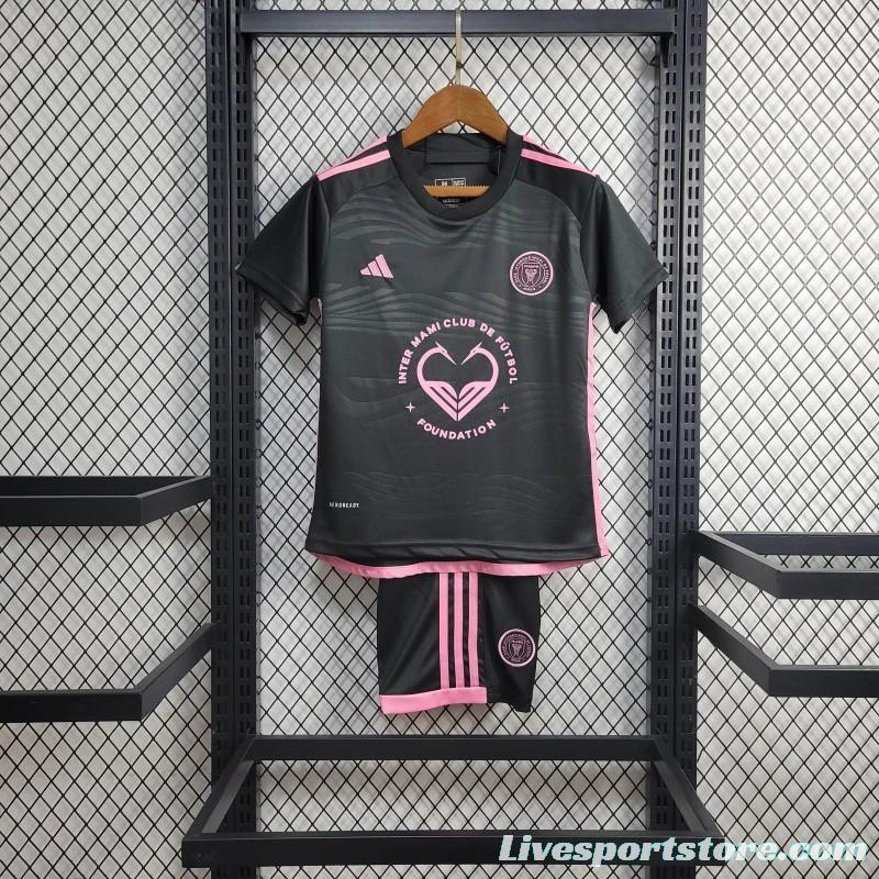 24/25 Kids Inter Miami Away Black Jersey With New Sponsor