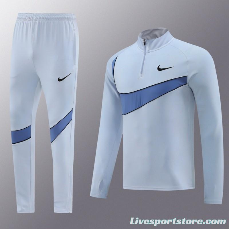 2024 Nike Light Blue Half Zipper Jacket+Pants