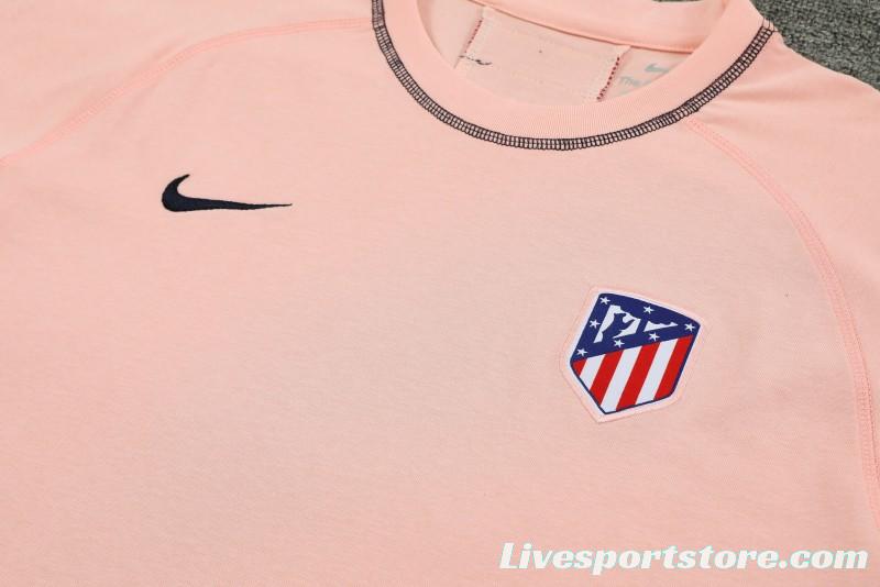 23/24 Atletico Madrid Pink Cotton Short Sleeve Jersey+Shorts