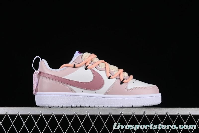 Nike Court Borough Rose Pink Customized  Non-Slip Wear-Resistant Low-Top Sneakers