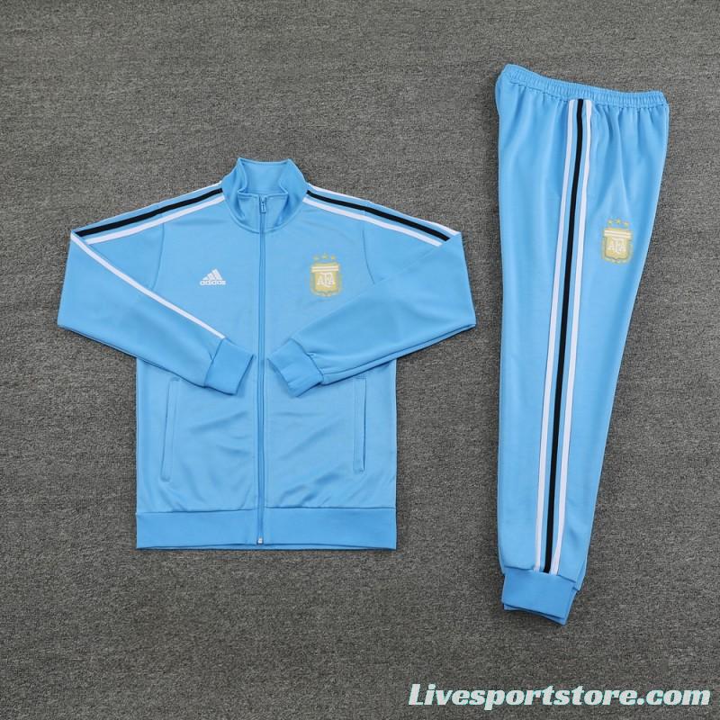 2024 Argentina Blue Full Zipper Jacket +Long Pants