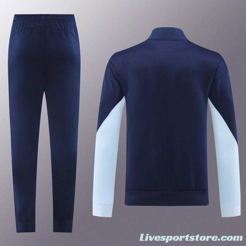 2024 France Navy Full Zipper Jacket +Long Pants