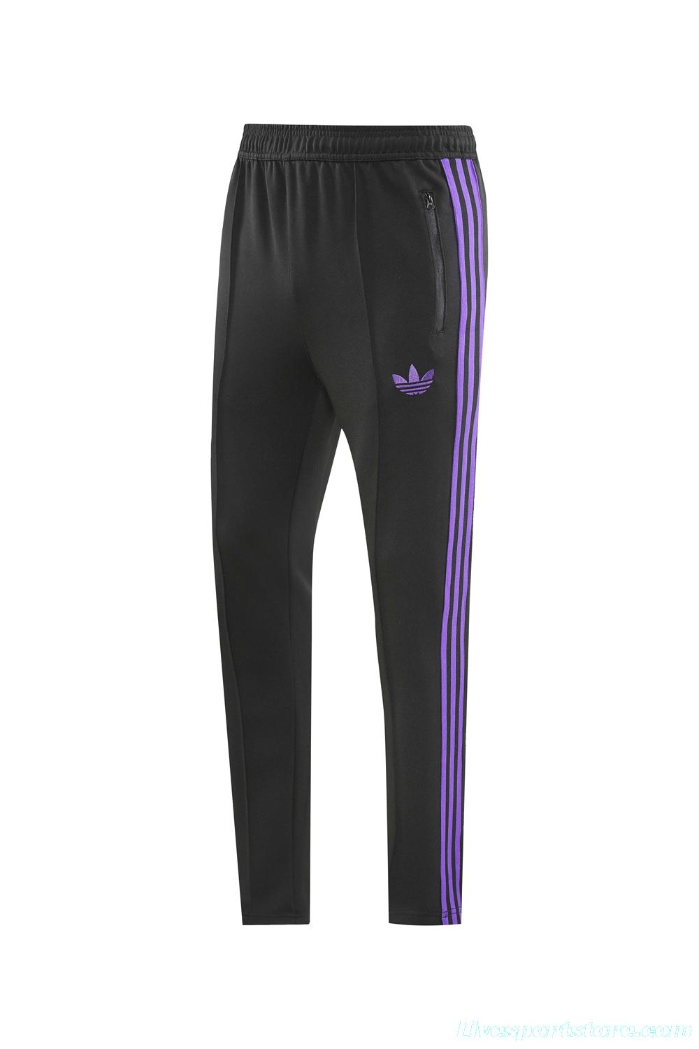 24/25 Adidas Original Black/Purple Full Zipper Jacket +Long Pants