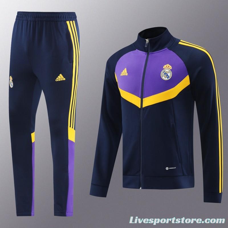 24/25 Real Madrid Black/Purple Full Zipper Jacket +Long Pants