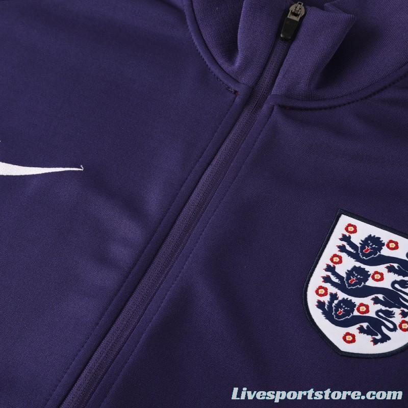 2024 England Navy Full Zipper Jacket +Long Pants