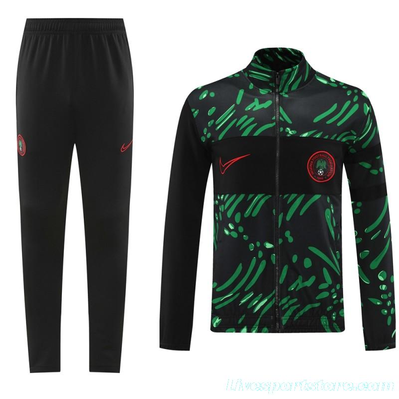 2024 Nigeria Black/Green Full Zipper Jacket +Long Pants