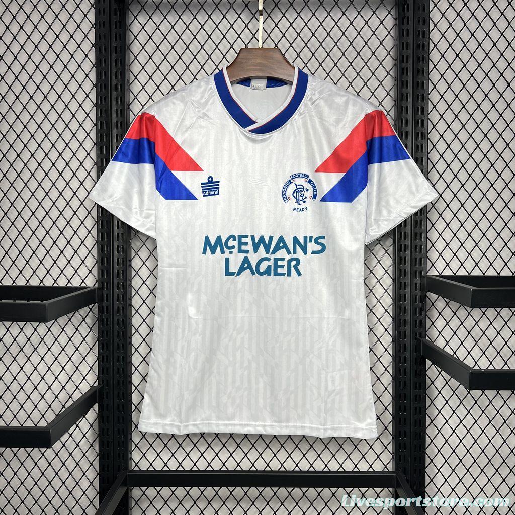 Retro 90/92 Glasgow Rangers Away White Jersey