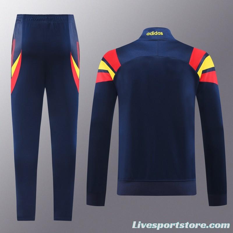 2024 Spain Navy Full Zipper Jacket +Long Pants