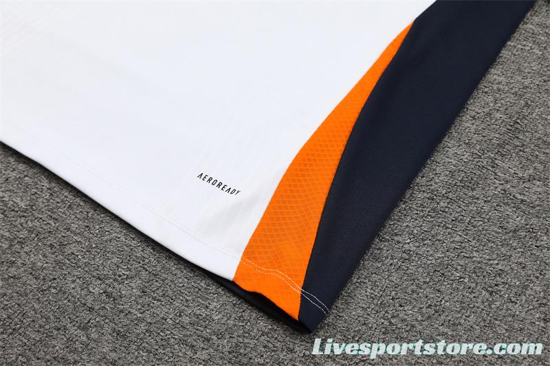 24/25 Real Madrid White/Navy/Orange Half Zipper Jacket+Long Pants