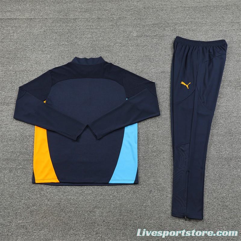 24/25 Olympique Marseille Navy Orange Zipper Jacket+Long Pants