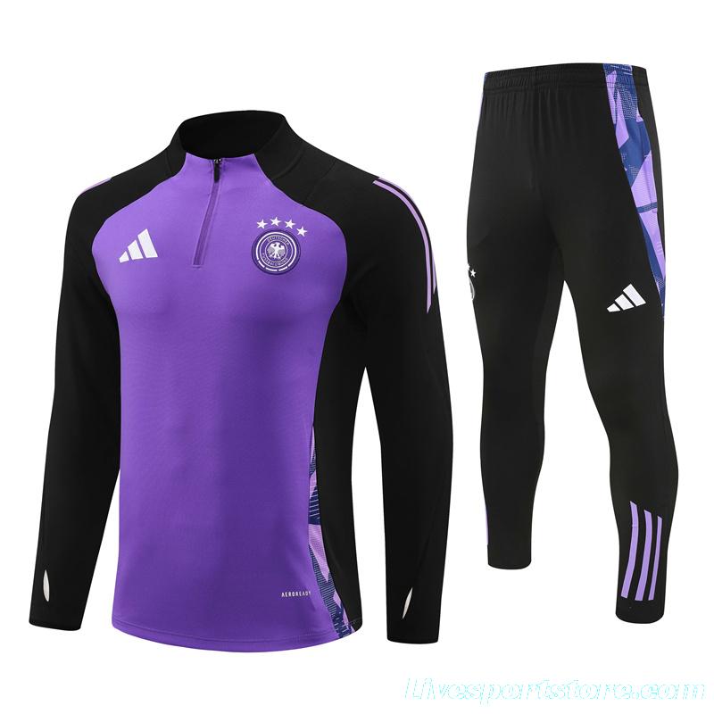 2024 Germany Purple Half Zipper Jacket+Long Pants