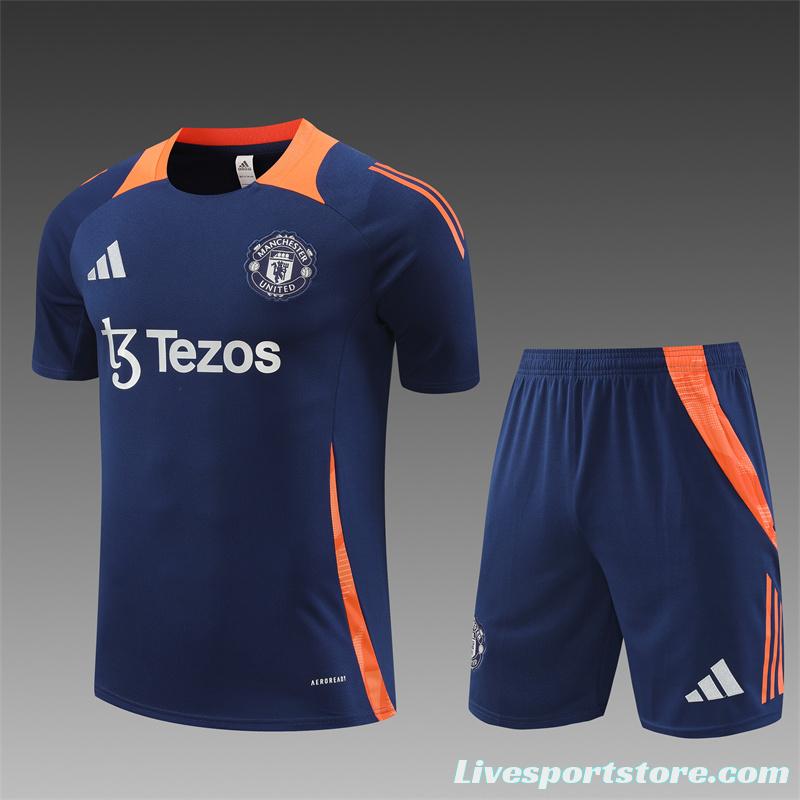 24/25 Manchester United Navy Short Sleeve Jersey+Shorts