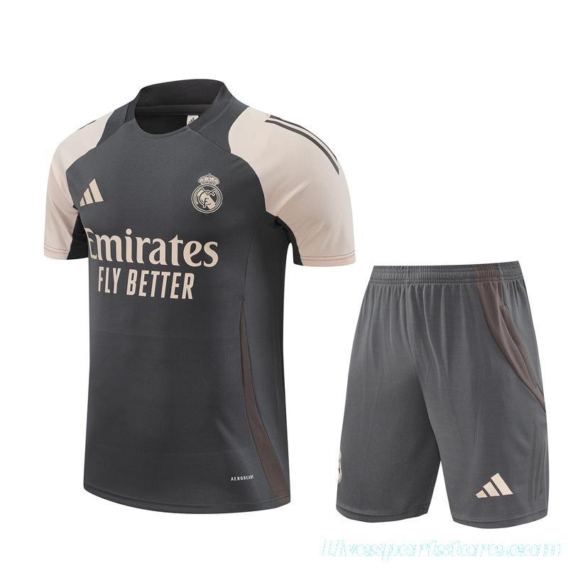 24/25 Real Madrid Black/Pink Short Sleeve Jersey+Shorts