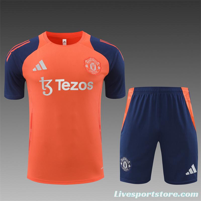 24/25 Manchester United Orange Short Sleeve Jersey+Shorts