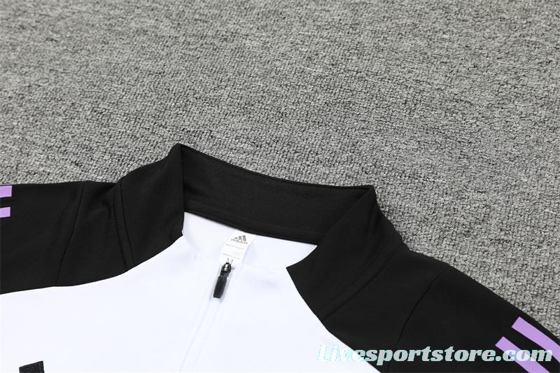 2024 Germany Black/White Half Zipper Jacket+Long Pants