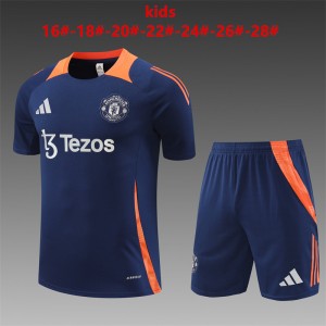 24/25 Kids Manchester United Navy Short Sleeve Jersey+Shorts