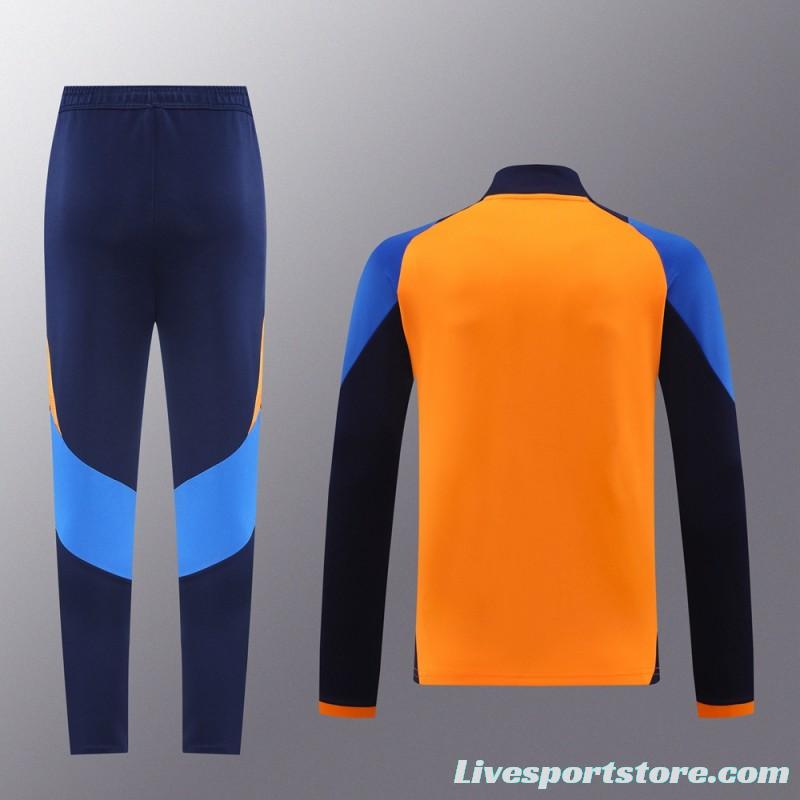 24/25 Juventus Orange Full Zipper Jacket +Long Pants