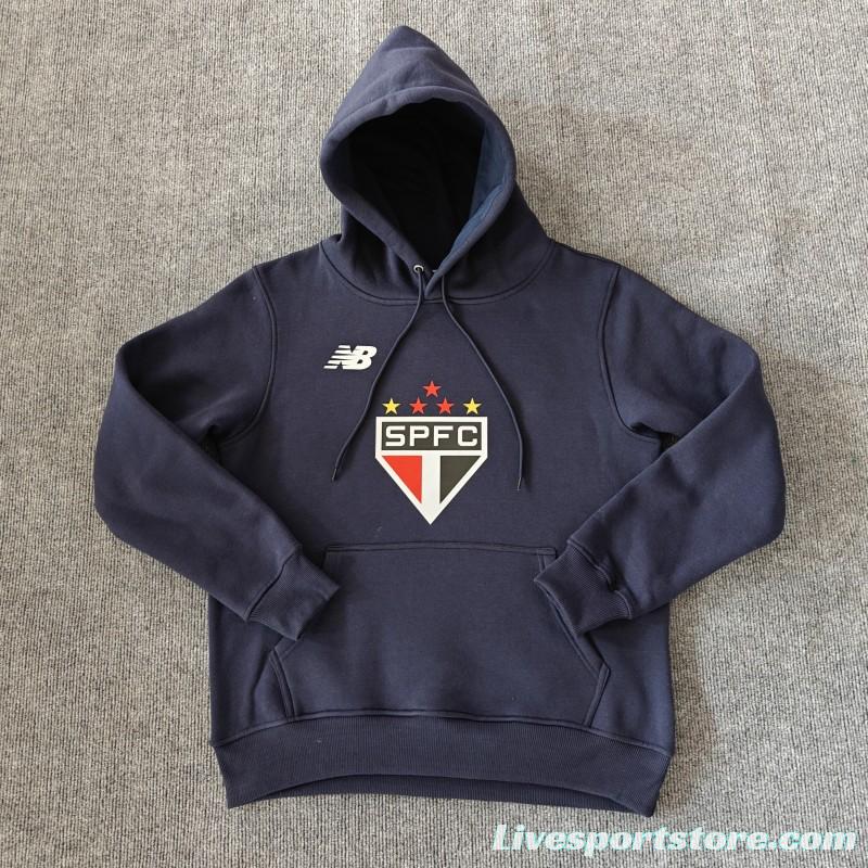 24/25 Sao Paulo Navy/Red/Black/Beige/Grey Hoodie WIth Black Badge