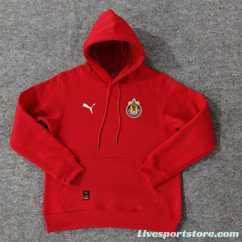 24/25 Chivas Guadalajara Navy/Red/Black/Beige/Grey Hoodie WIth Black Badge