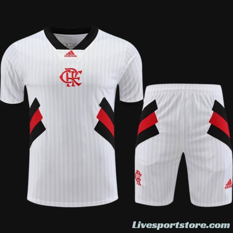 23-24 Flamengo White Remake Icon White Short Sleeve Jersey+Shorts