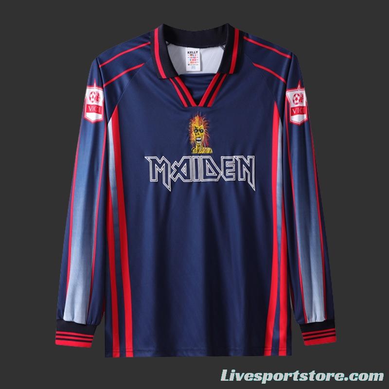 Retro 98/99 West Ham United x Iron Maiden Long Sleeve Navy Jersey