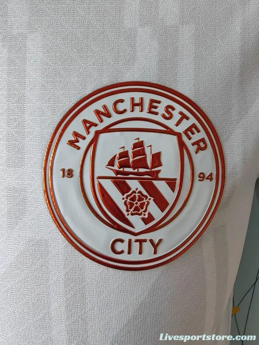 Player Version 23/24 Manchester City Away White Long Sleeve Jersey