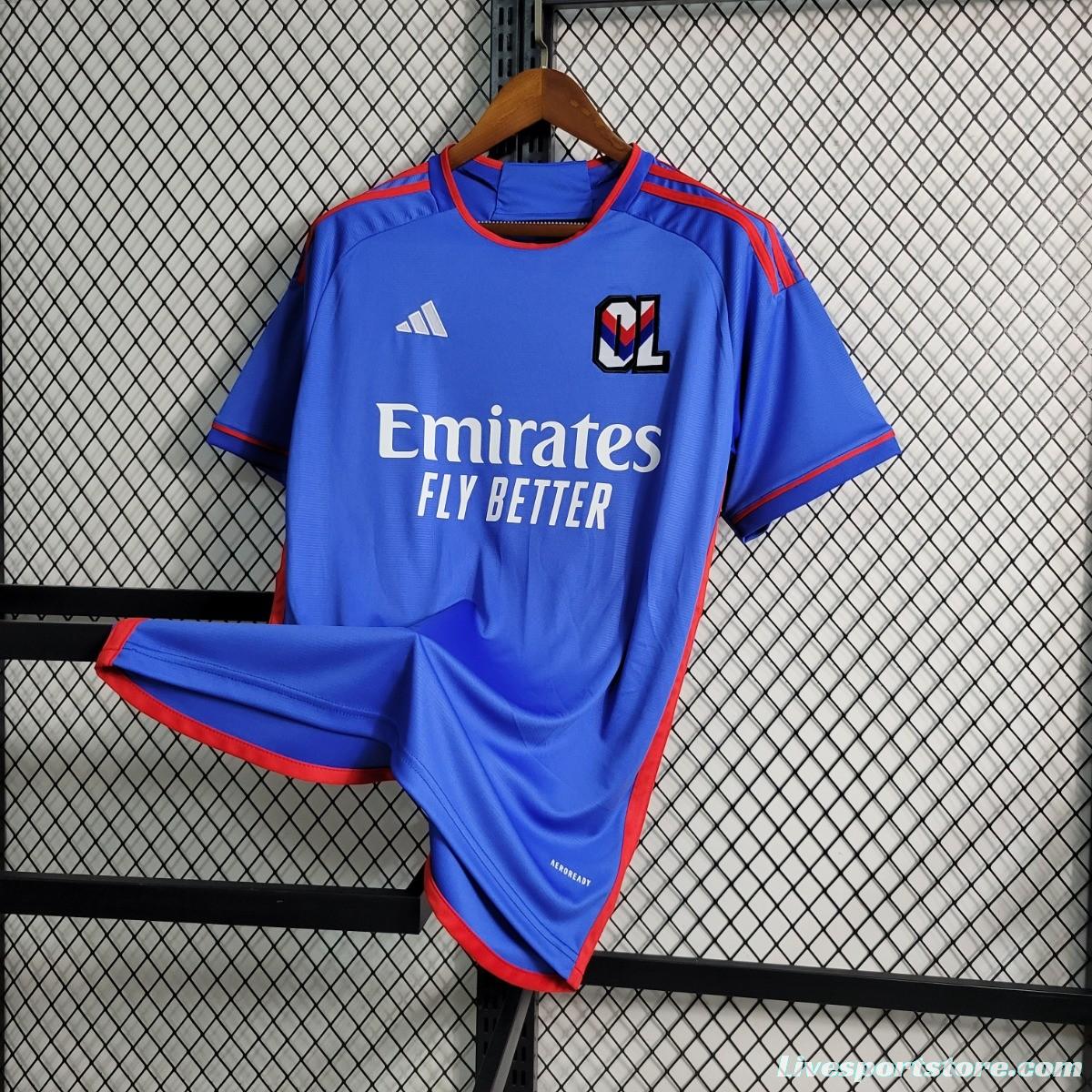 23/24 Olympique Lyonnais Away Blue Jersey