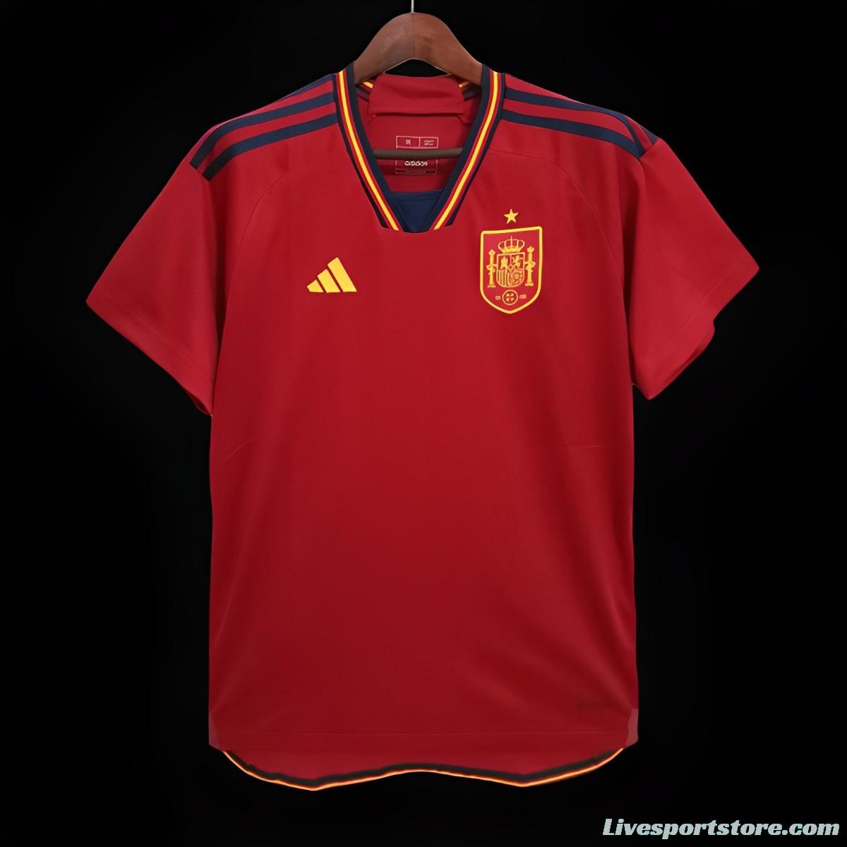 2022 Spain Home Soccer Jersey