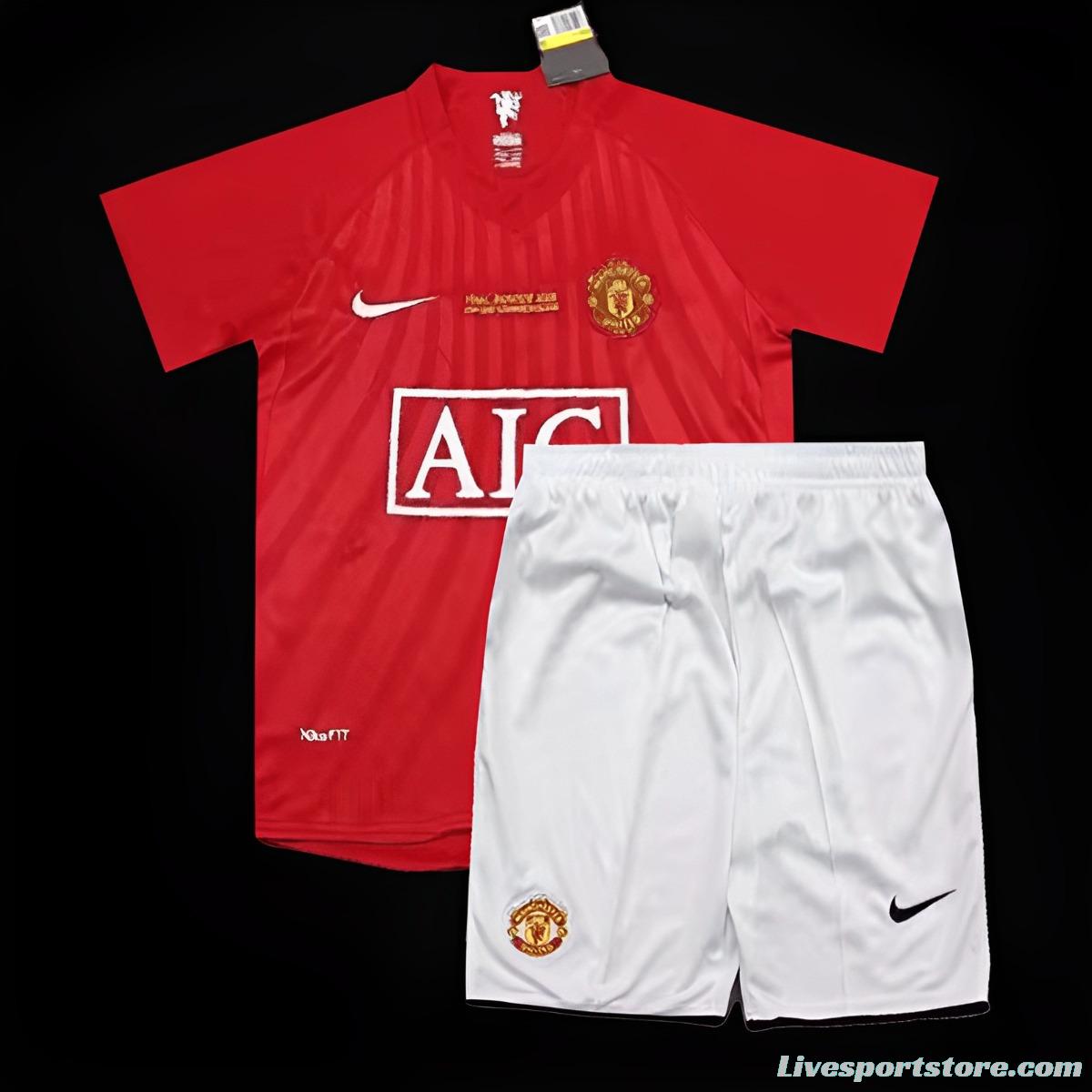 Retro Kids 07/08 Manchester United Home Jersey