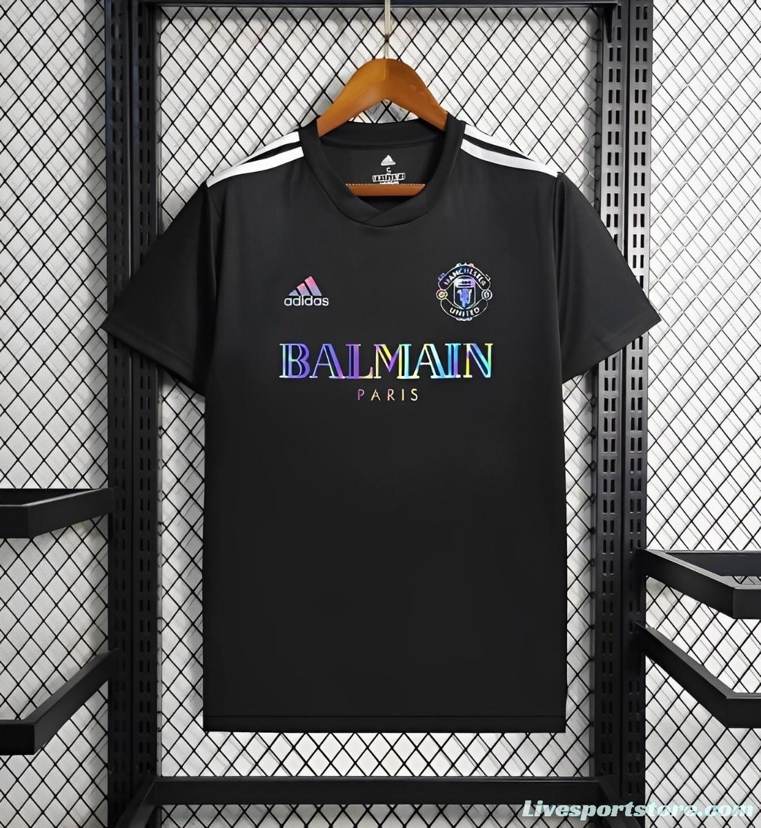 24/25 Manchester United x Balmain  Black Training Jersey