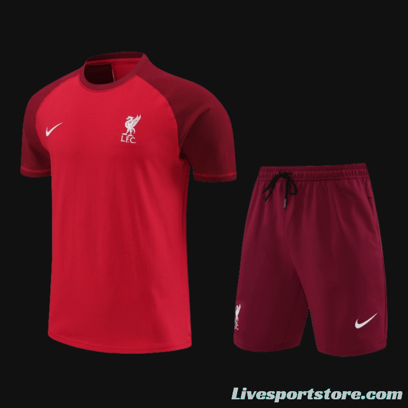 23/24 Liverpool Red Cotton Short Sleeve Jersey+Shorts