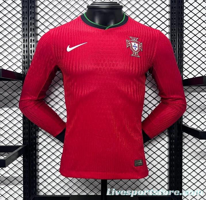 Player Version 2024 Portugal Home Long Sleeve Jersey