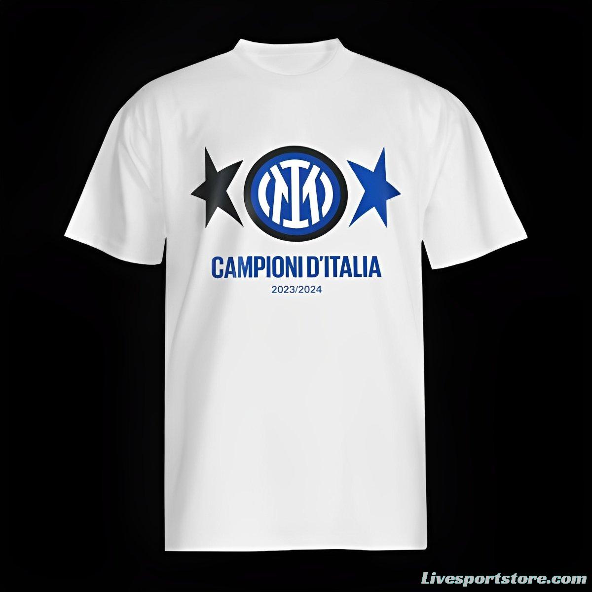 23/24 Inter Milan CAMPIONI D'ITALIA White T-Shirts With Snake Pattern