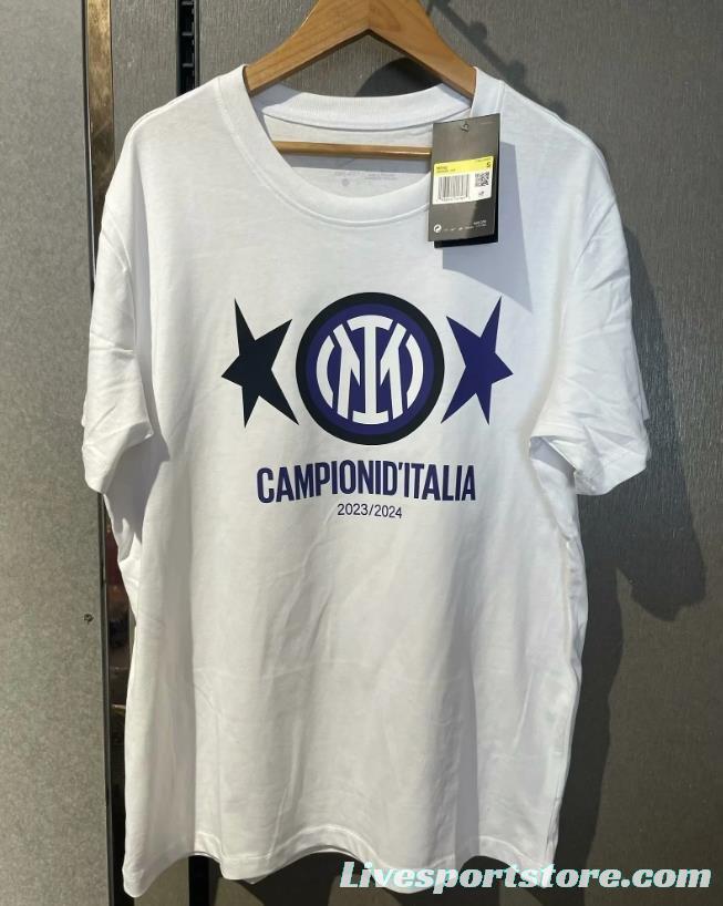 23/24 Inter Milan CAMPIONI D'ITALIA White T-Shirts With Snake Pattern