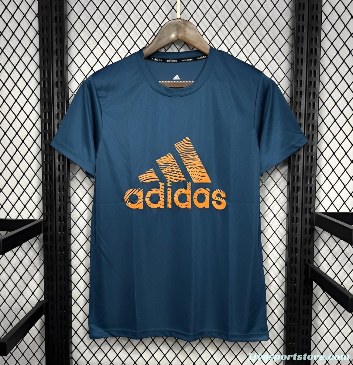 2024 Adidas Blue Cotton T-shirt  #1033