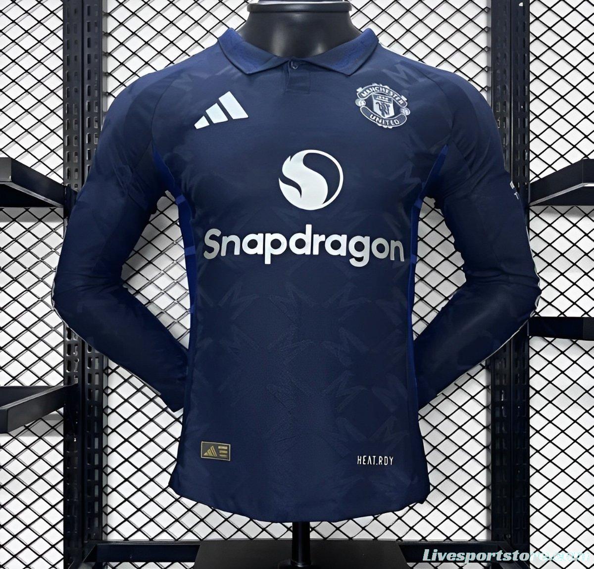 Player Version 24/25 Manchester United Away Navy Long Sleeve Jersey