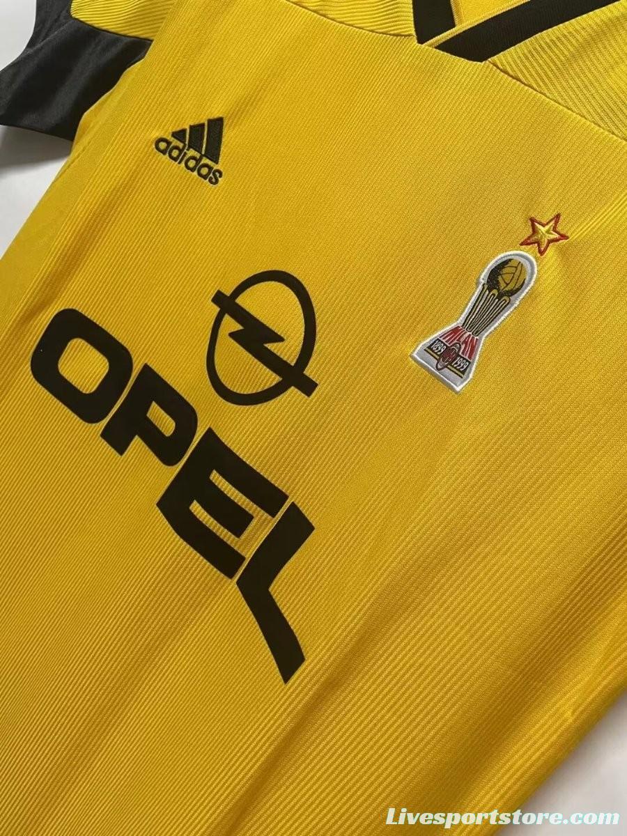 Retro 99/00 AC Milan Away Yellow Jersey